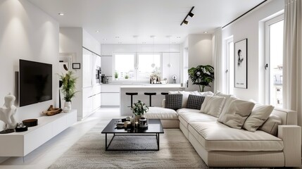 Naklejka na ściany i meble Modern elegant living room interior design composition 
