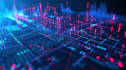 Abstract digital chart background with stock business graphs, statistics, and diagrams depicting data exchange in finance, economic trends, and trade.