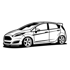 vector illustration car isolated on white background. Lineart. Sportcar. Racing car