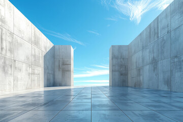 Fototapeta premium Concrete outdoor square building,Empty architectural background. 