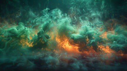 Fototapeta premium Green smoke and fog swirling ominously. 