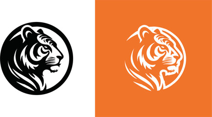 simple minimalist tiger head wild animal logo vector illustration template design