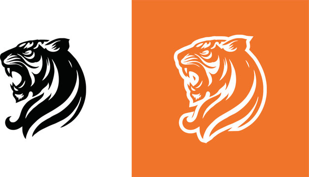 simple minimalist tiger head wild animal logo vector illustration template design