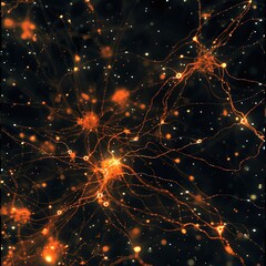 Obraz premium Intricate digital illustration of glowing neurons with connecting lines, representing the complexity of the human brain and neural networks.