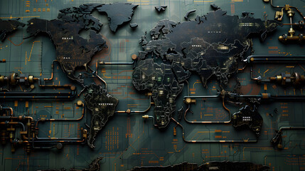 A pipeline is shown on a map of the world
