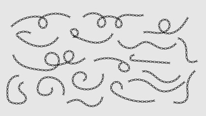 collection of doodle chain brush elements for design