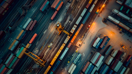 Obraz premium A cityscape with a lot of orange and red containers