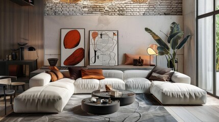 Modern luxury living room interior composition