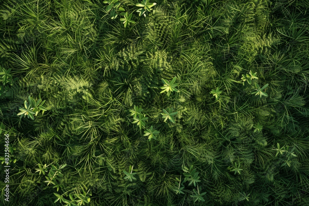 Poster macro shot capturing the lush greenery of a grass field. nature texture concept