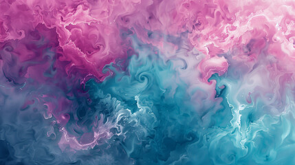 abstract background made of blue and pink inky smoky clouds, waves and swirls, wide 16:9