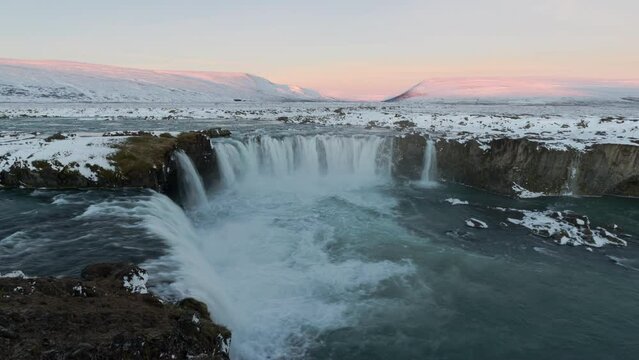 Godafoss Waterfall Sunrise Timelapse Iceland