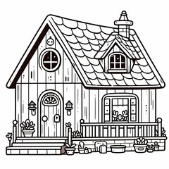 Charming Cottage: Simple and Cute House Coloring Pages