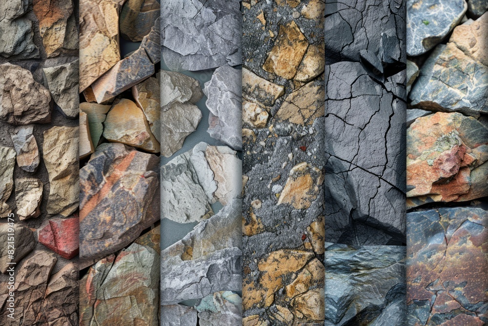 Poster a series of images of rocks with varying textures and colors