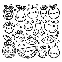 Fototapeta premium Fruit Fun: Simple and Cute Coloring Pages