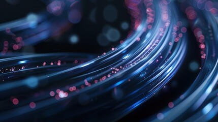 fiber optic, curved light paths with a blur bokeh effect.