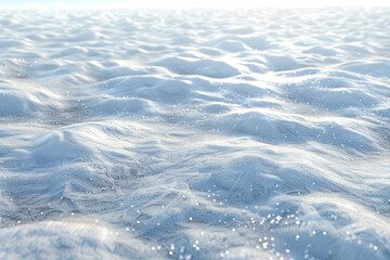 The image is of a snowy beach with a lot of snow on the ground