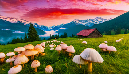 Mushrooms in a Meadow