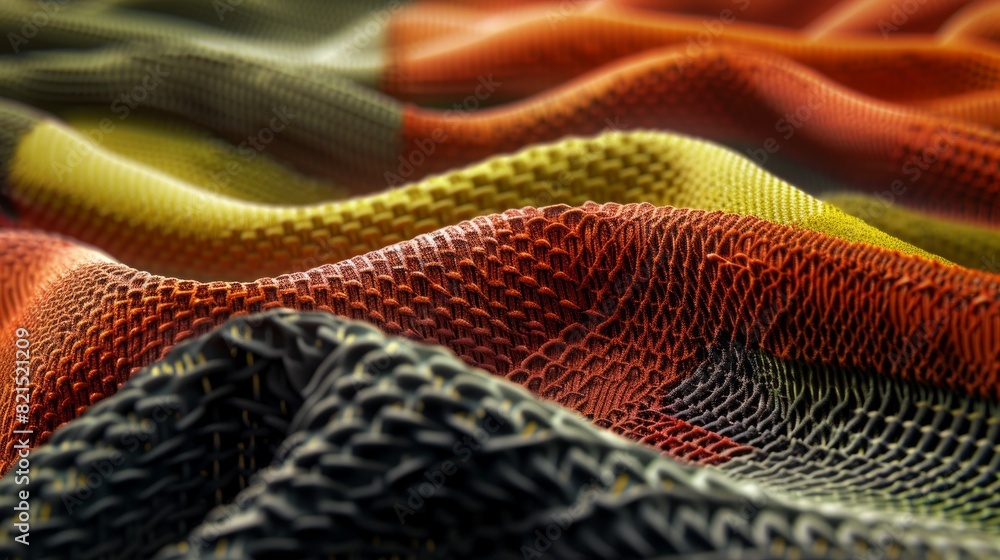 Poster a colorful piece of fabric with a pattern of squares and triangles