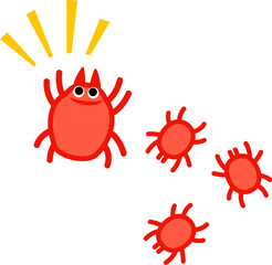 赤ダニ、タカラダニのデフォルメイラスト