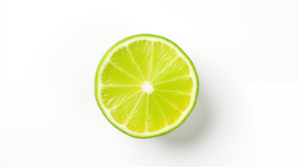 Green Lime half sliced top view on white background
