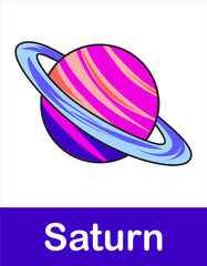 Planet Saturn on white background of Solar System in Space. Planet illustration elements for education and other purposes