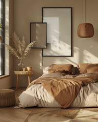 Frame mockup in modern apartment hanok style, interior design, home decor