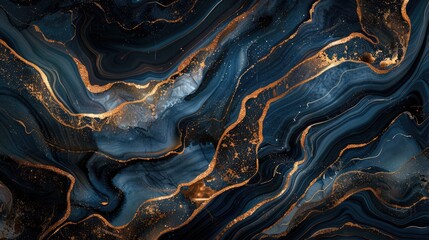 Abstract marble background. Black and gold.