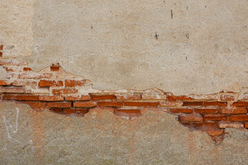 cement wall with brick parts