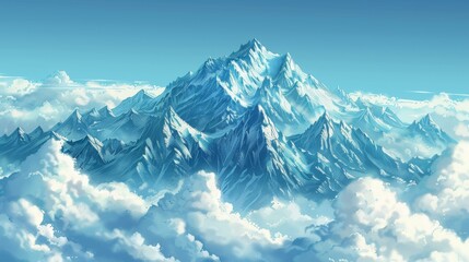 Obraz premium Majestic mountain range with peaks floating above the clouds.