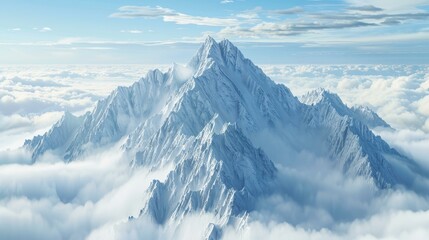 Fototapeta premium Majestic mountain range with peaks floating above the clouds.