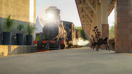 Old locomotive in operation in the city of Miguel Pereira