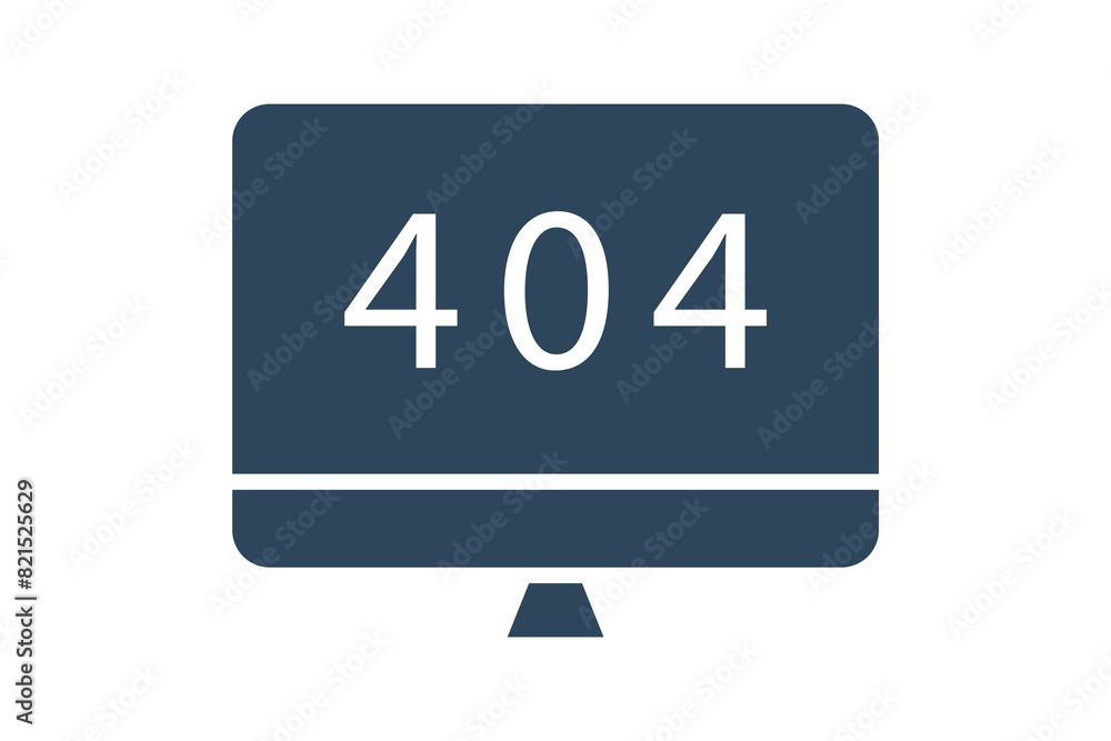 Poster error icon. monitor with 404. icon related to information technology. solid icon style. technology e