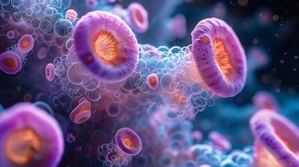 Obraz premium abstract bacteria in various shapes colorful background