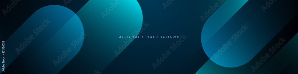 Wall mural dark blue abstract background with shiny geometric shape graphic. modern blue gradient rounded recta