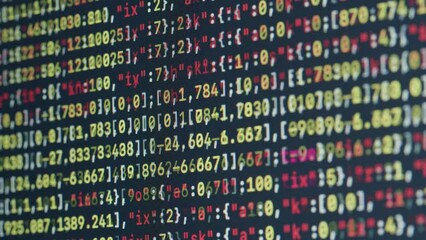 Chat AI generating Coding UX UI script code text on screen, HTML5 in editor for website development, Close up Macro of Programming code software developer. 
