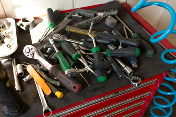 mechanic tools for car repair. tool, screwdriver, wrench