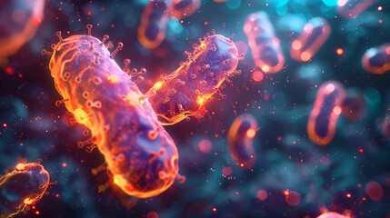 abstract bacteria in various shapes colorful background