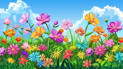 Enchanted garden where flowers magically shift colors hourly.