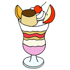 プリンアラモード　イラスト