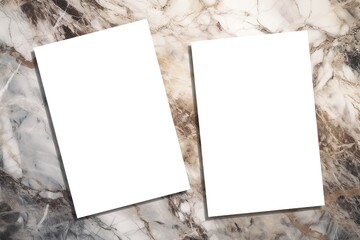 Two paper cards on grey background