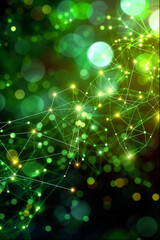 Abstract background with vibrant green tech lights.