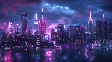 Obraz premium a landscape of a city at night