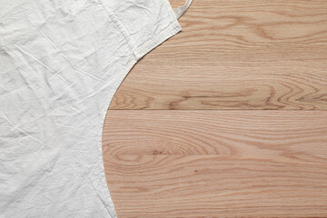 Texture background. Old cotton and oak table background.