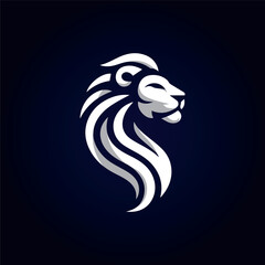 Modern logo of a lion with blue background