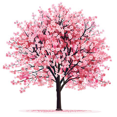Fototapeta premium Vector illustration of a cherry tree on a white background. Suitable for crafting and digital design projects.[A-0003]