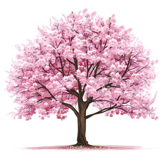 Vector illustration of a cherry tree on a white background. Suitable for crafting and digital design projects.[A-0002]