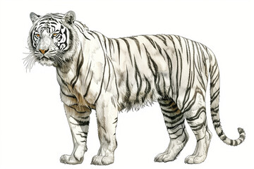 Naklejka premium White tiger vintage drawing illustration artwork