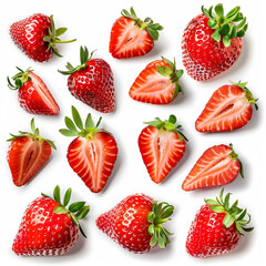 Strawberries, various angles and views, fruit, freshness, simplicity