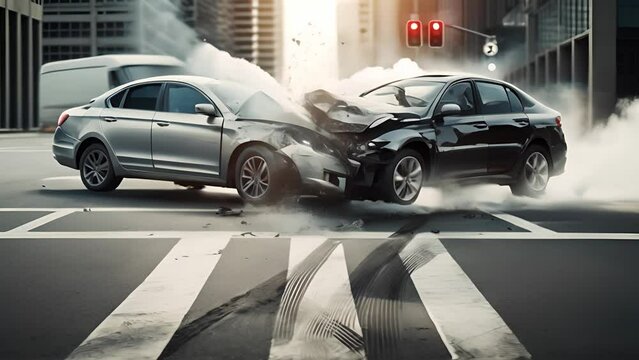 Dramatic Collision Between Two Cars