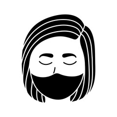 Female wearing face mask black hand drawn icon